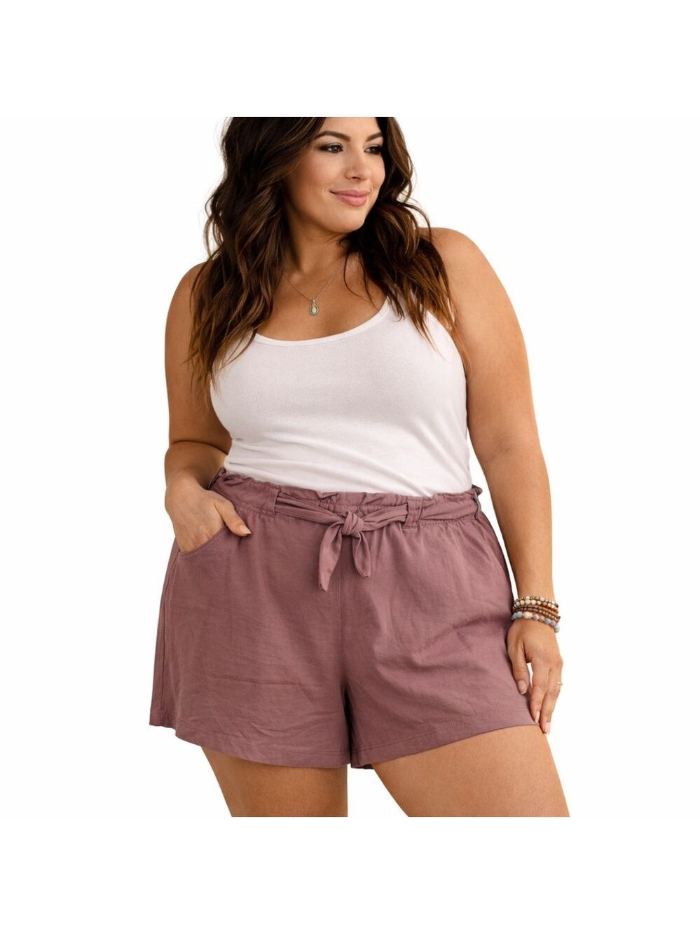 NWT REITMANS pink plus size shorts 3X soft bermudas Elastic high waist band